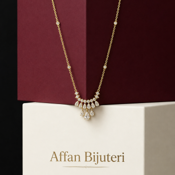  Modern Damla Zirkon Taş 14K Altın Renk